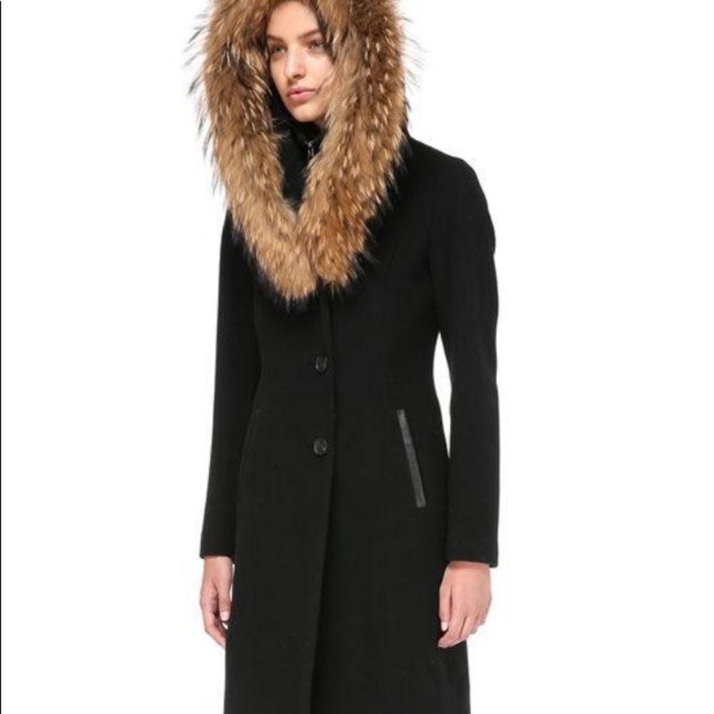Mackage wool coat with fur hood